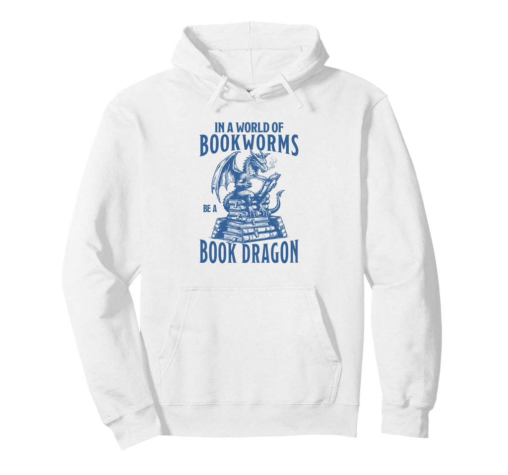World Bookworms Be Book Dragon Hoodie - Fun Novelty Design for Adults - T-Shirt, Sweatshirt, Hoodie