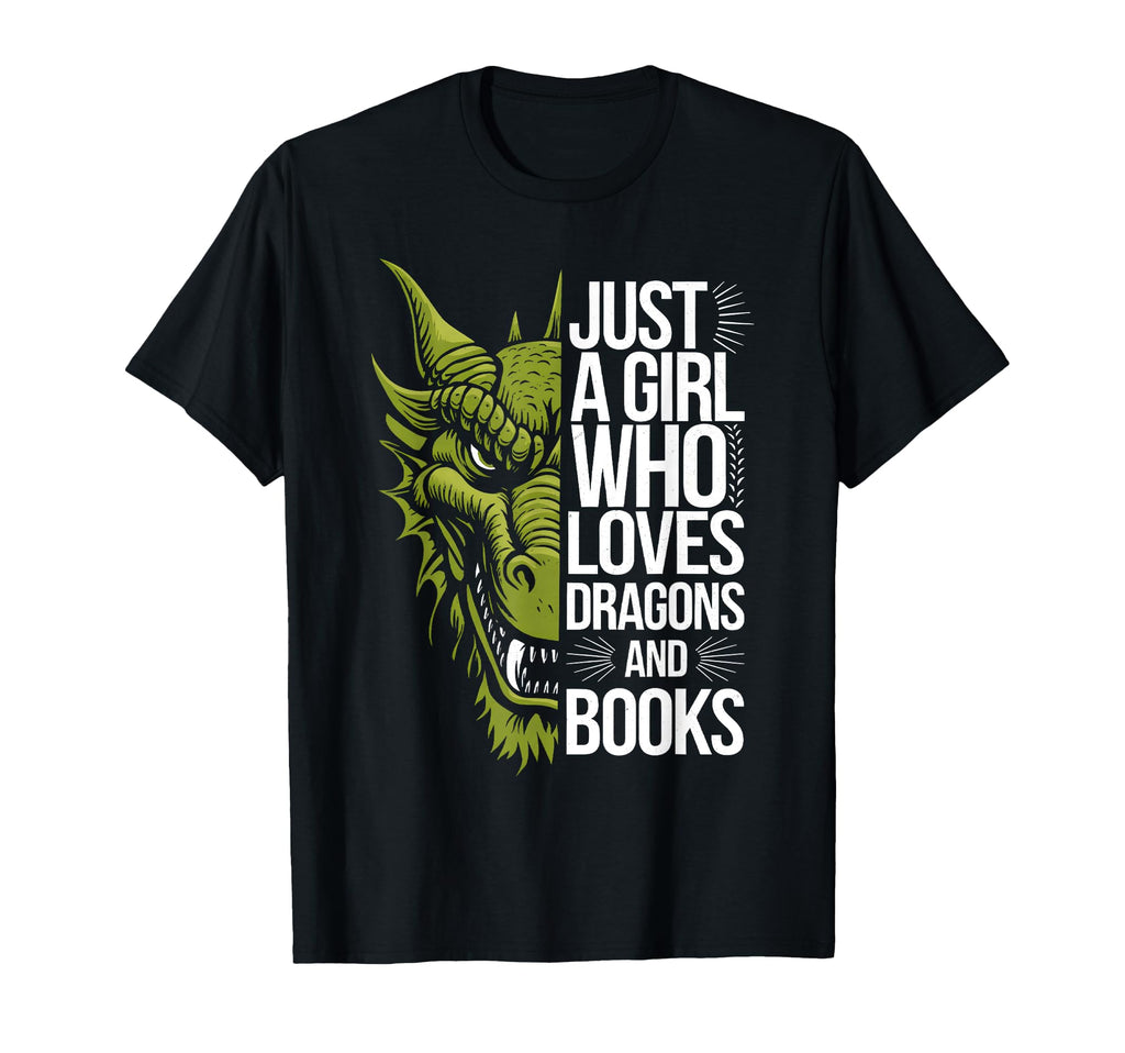 Just Who Loves Dragons And Books T-Shirt - Minimalist Print Unisex - T-Shirt, Sweatshirt, Hoodie