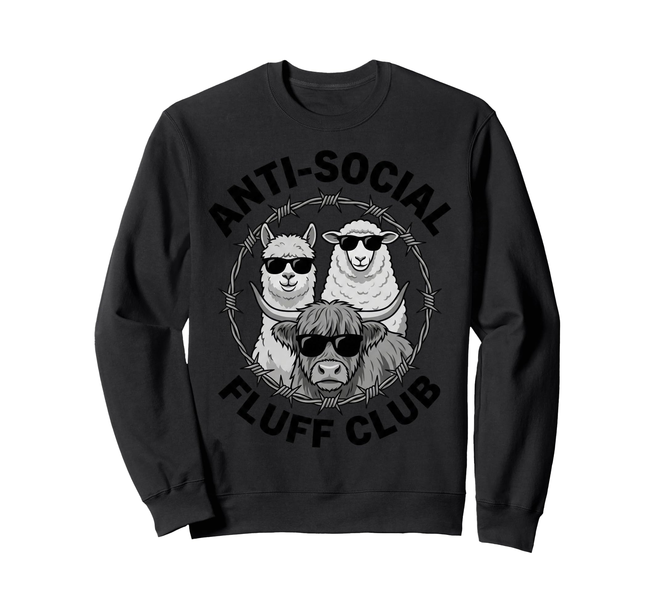 Anti Social Fluff Club Funny Sweatshirt - Fun Novelty Design for Adults - T-Shirt, Sweatshirt, Hoodie