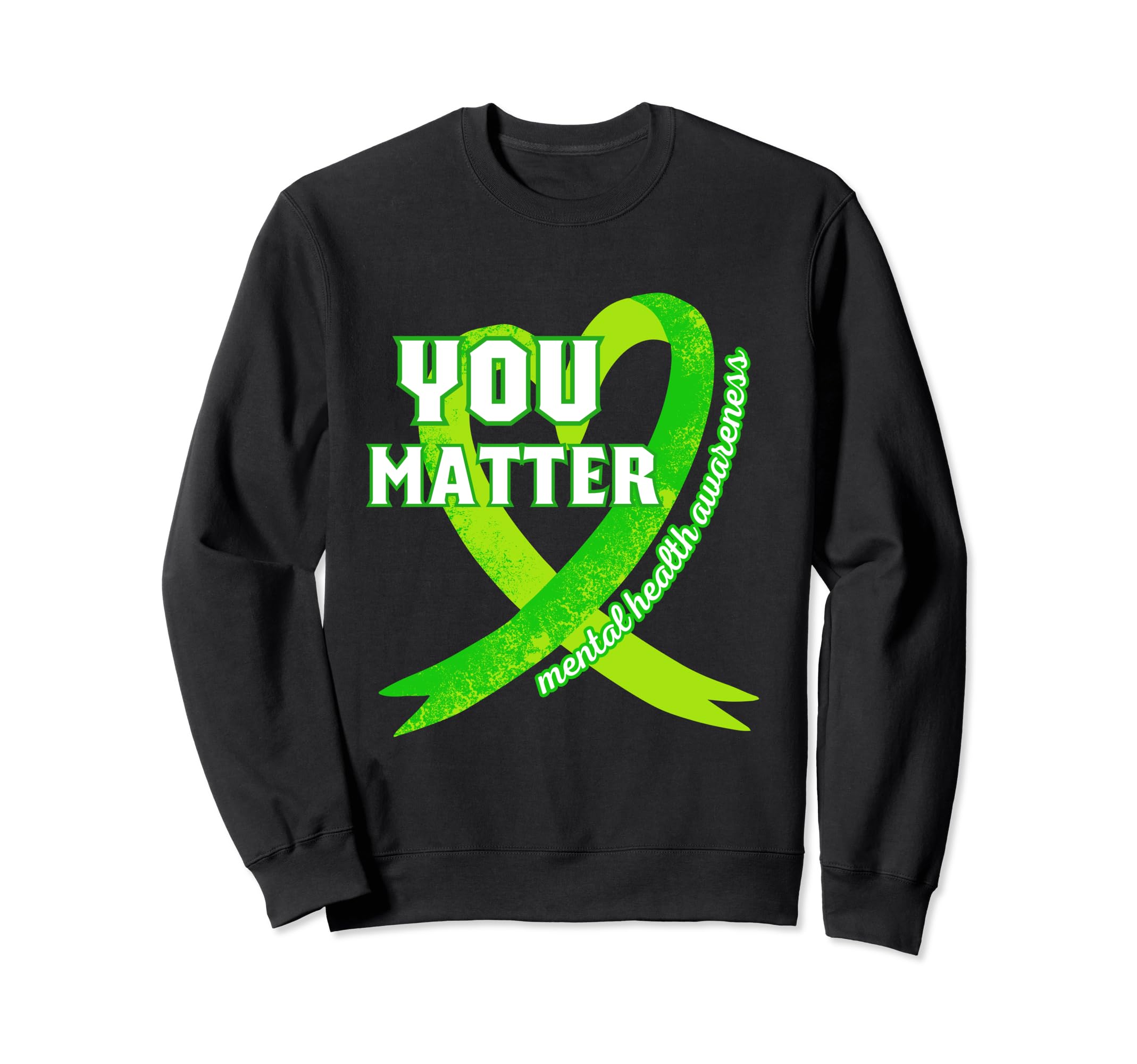 Heart Wear Green Mental Health Sweatshirt - Minimalist Print for Adults - T-Shirt, Sweatshirt, Hoodie