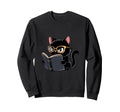 Cat Reading Book Nerd Kitty Sweatshirt - Casual Everyday Wear Men Women - T-Shirt, Sweatshirt, Hoodie