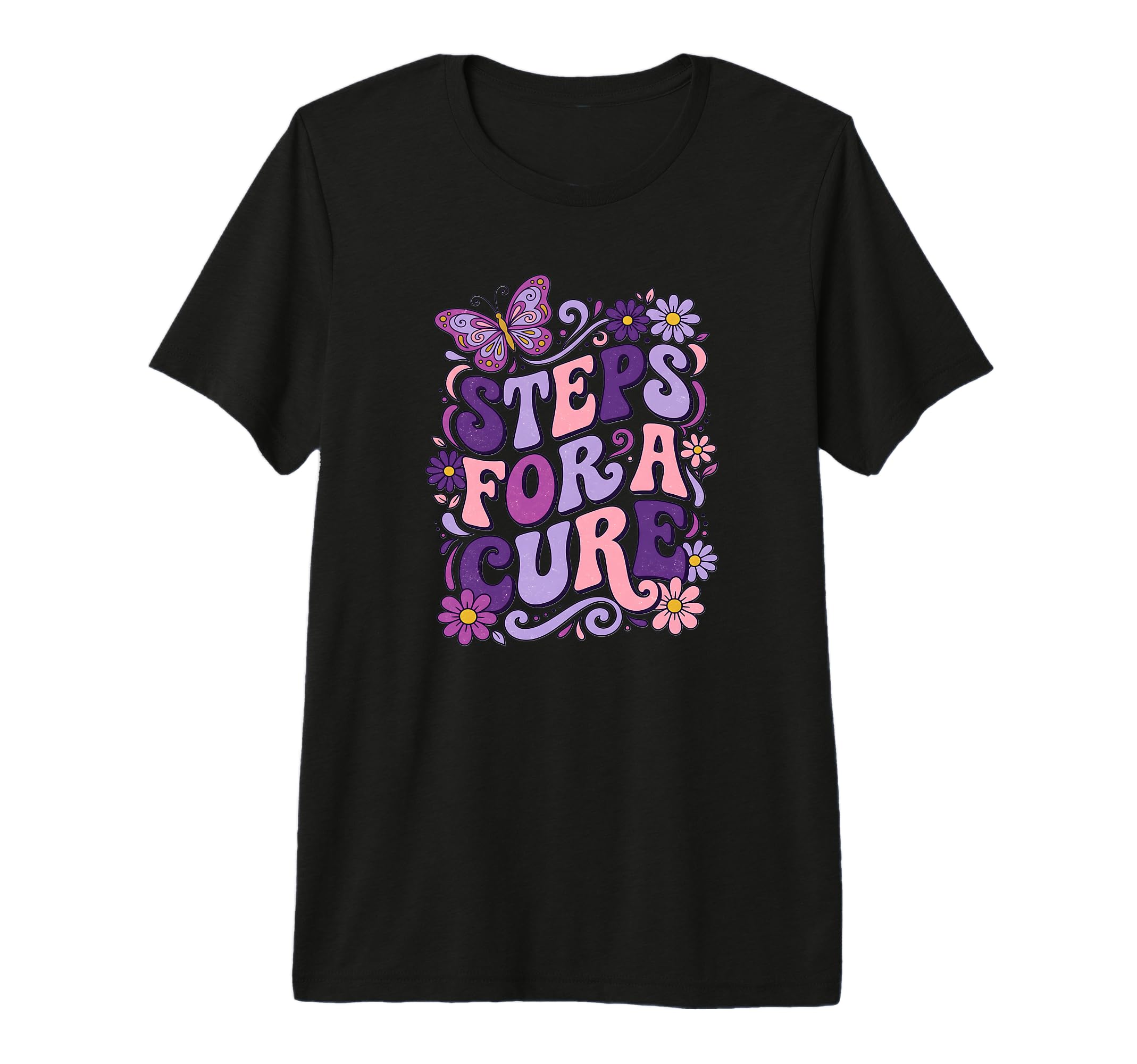 Lupus Awareness Steps Cure Purple Butterfly T-Shirt - Graphic Print Unisex - T-Shirt, Sweatshirt, Hoodie