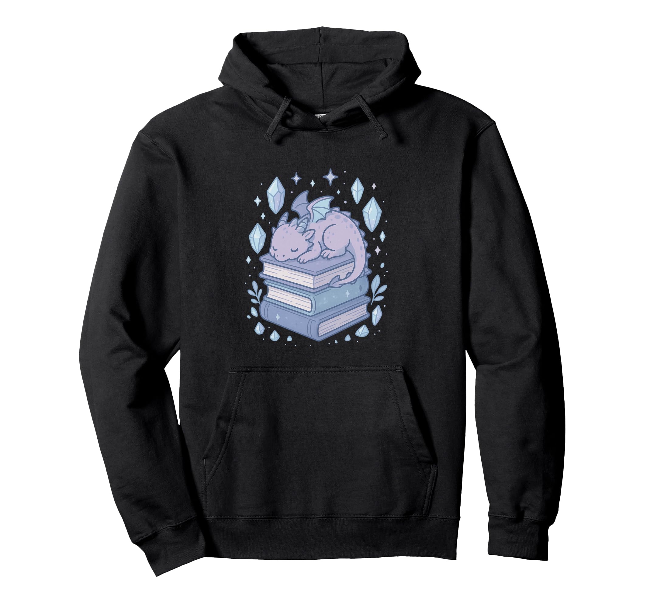Dragon Sitting Books Fantasy Art Hoodie - Aesthetic Graphic for Adults - T-Shirt, Sweatshirt, Hoodie