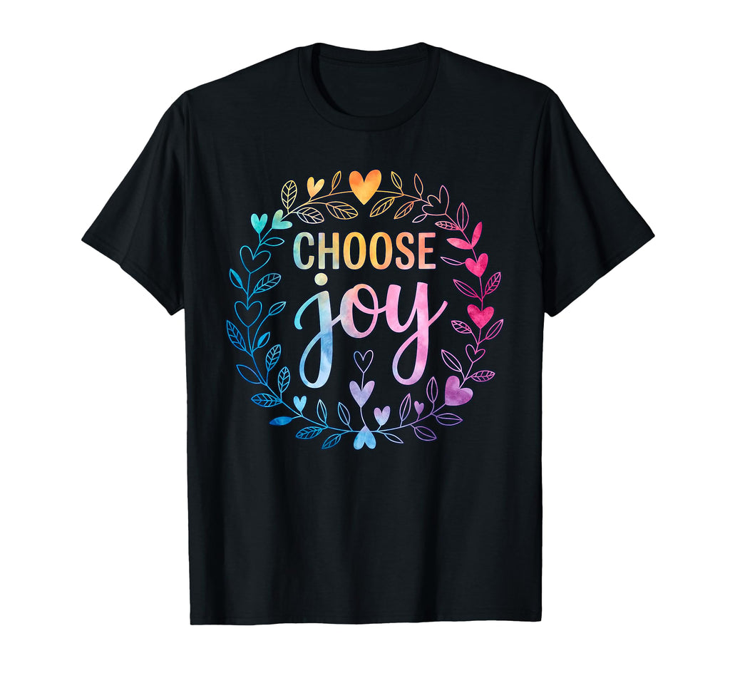 Choose Joy Watercolor Heart Wreath T-Shirt - Unique Graphic for Adults - T-Shirt, Sweatshirt, Hoodie