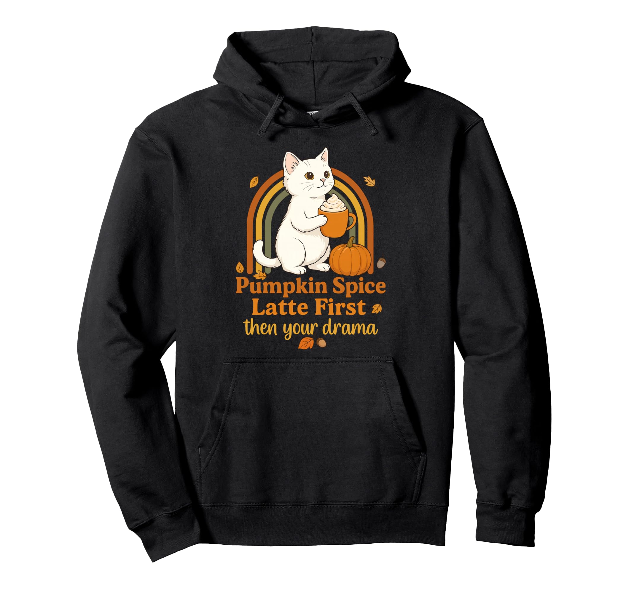 Funny Fall Cat Pumpkin Spice Latte Hoodie - Streetwear Style Men Women - T-Shirt, Sweatshirt, Hoodie