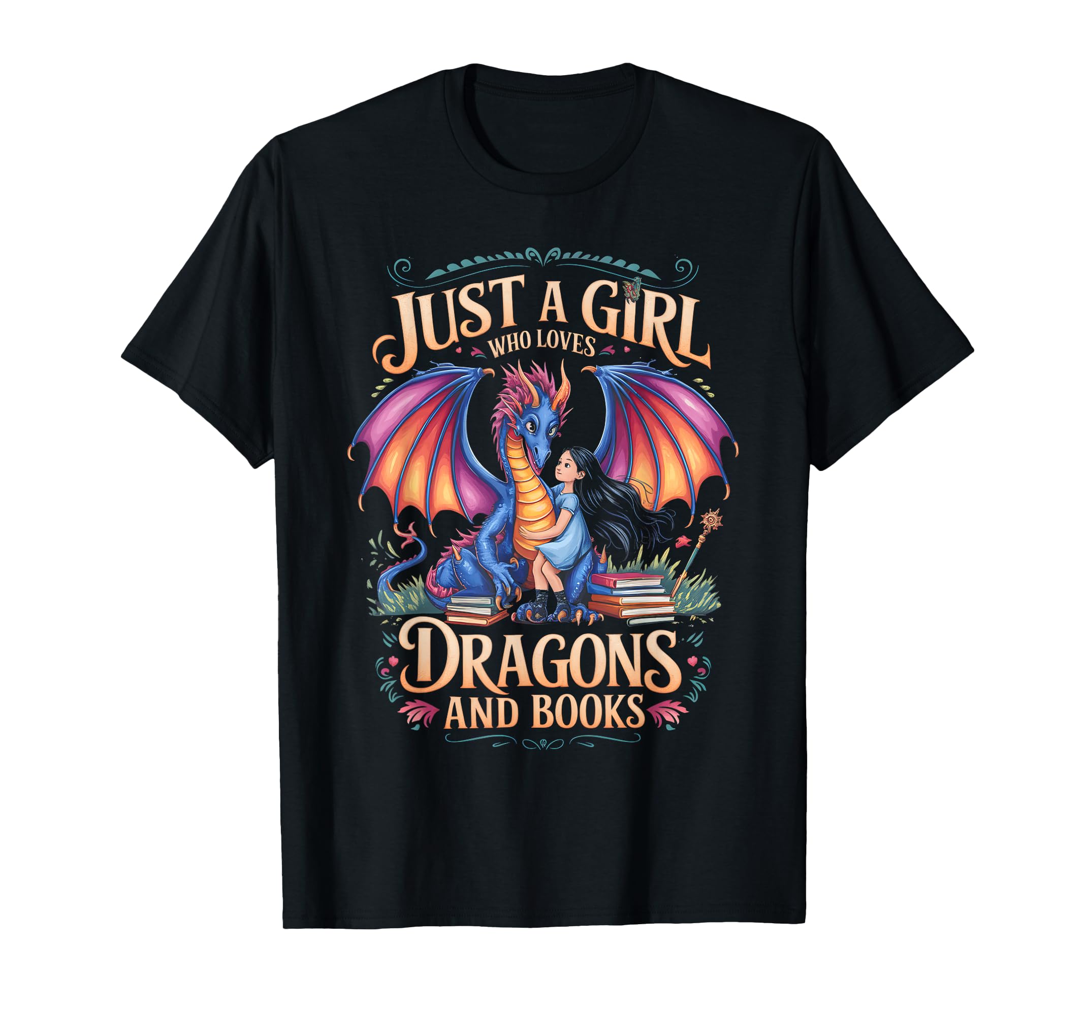 Just Who Loves Dragons And Books T-Shirt - Casual Everyday Wear for Adults - T-Shirt, Sweatshirt, Hoodie