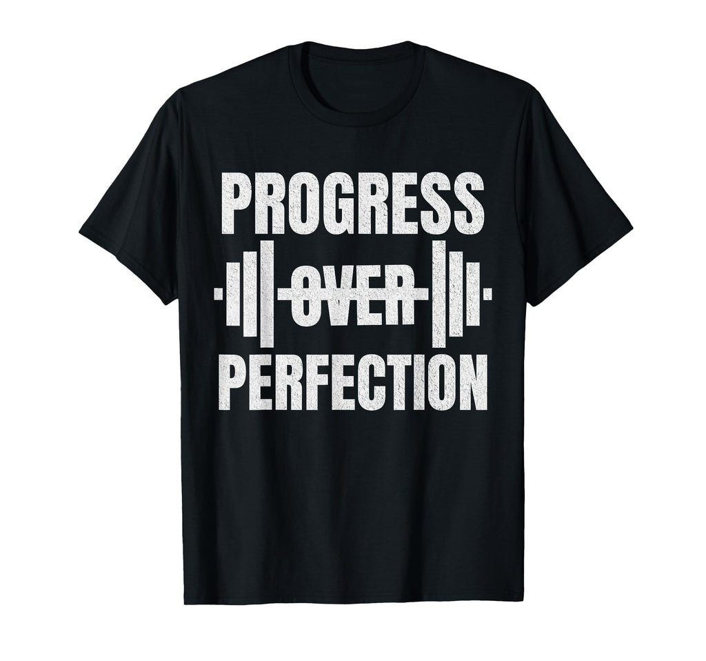 Progress Over Perfection Gym Barbell T-Shirt - Unique Graphic for Adults - T-Shirt, Sweatshirt, Hoodie