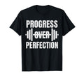 Progress Over Perfection Gym Barbell T-Shirt - Unique Graphic for Adults - T-Shirt, Sweatshirt, Hoodie