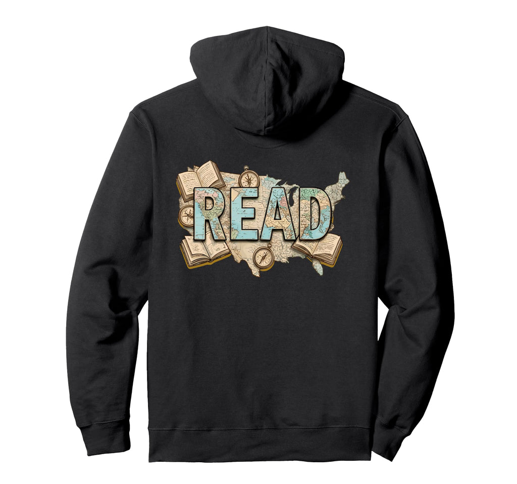Across America Read Reading Book Hoodie - Custom Art Print Men Women - T-Shirt, Sweatshirt, Hoodie