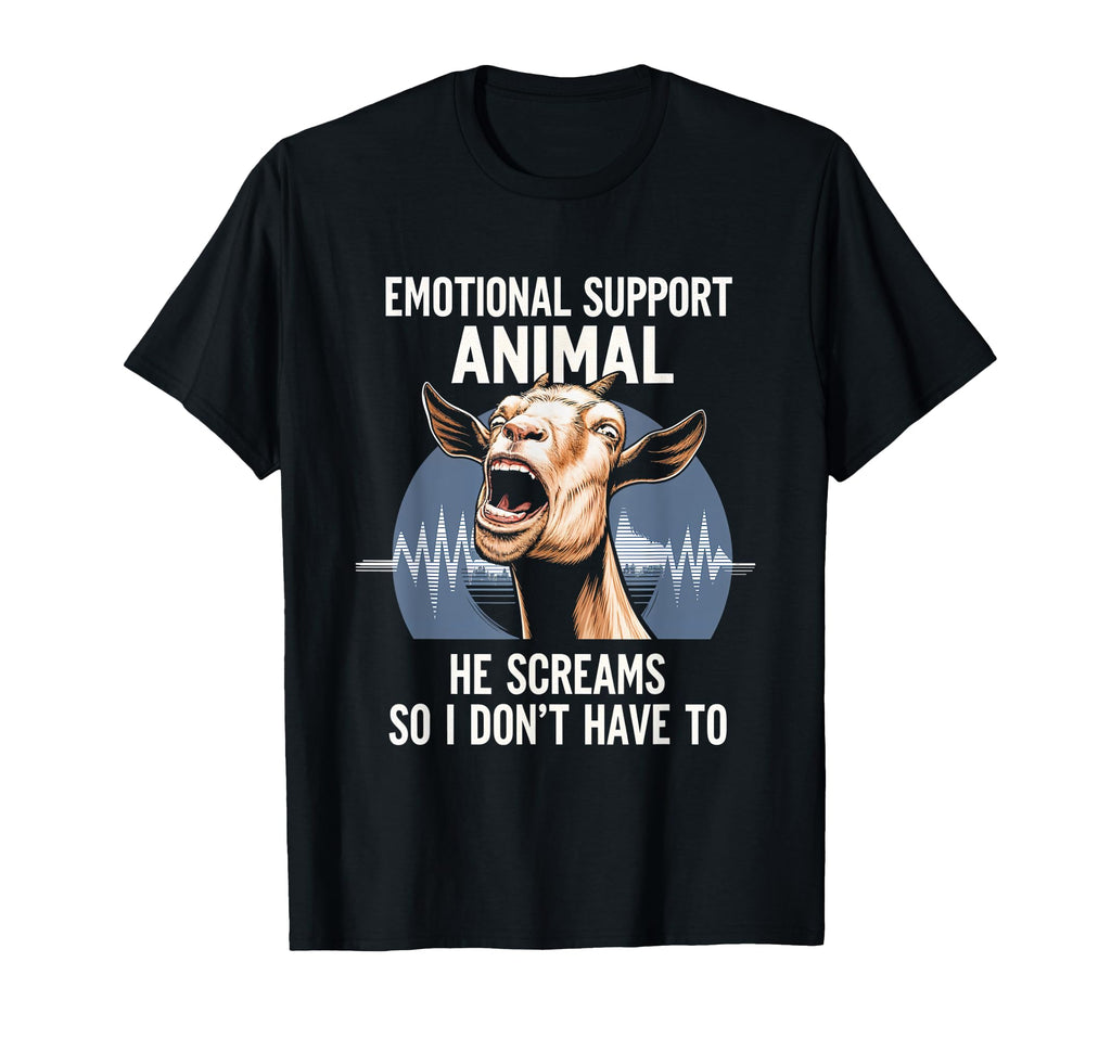Emotional Support Animal Goat Scream T-Shirt - Custom Art Print Men Women - T-Shirt, Sweatshirt, Hoodie
