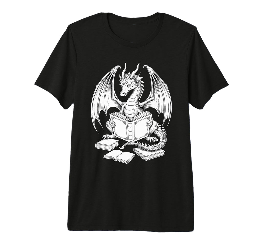 Dragon Reading Book Bookworm Books T-Shirt - Aesthetic Graphic for Adults - T-Shirt, Sweatshirt, Hoodie
