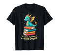 Happy Dragon Book Stack Reading T-Shirt - Unique Graphic for Adults - T-Shirt, Sweatshirt, Hoodie