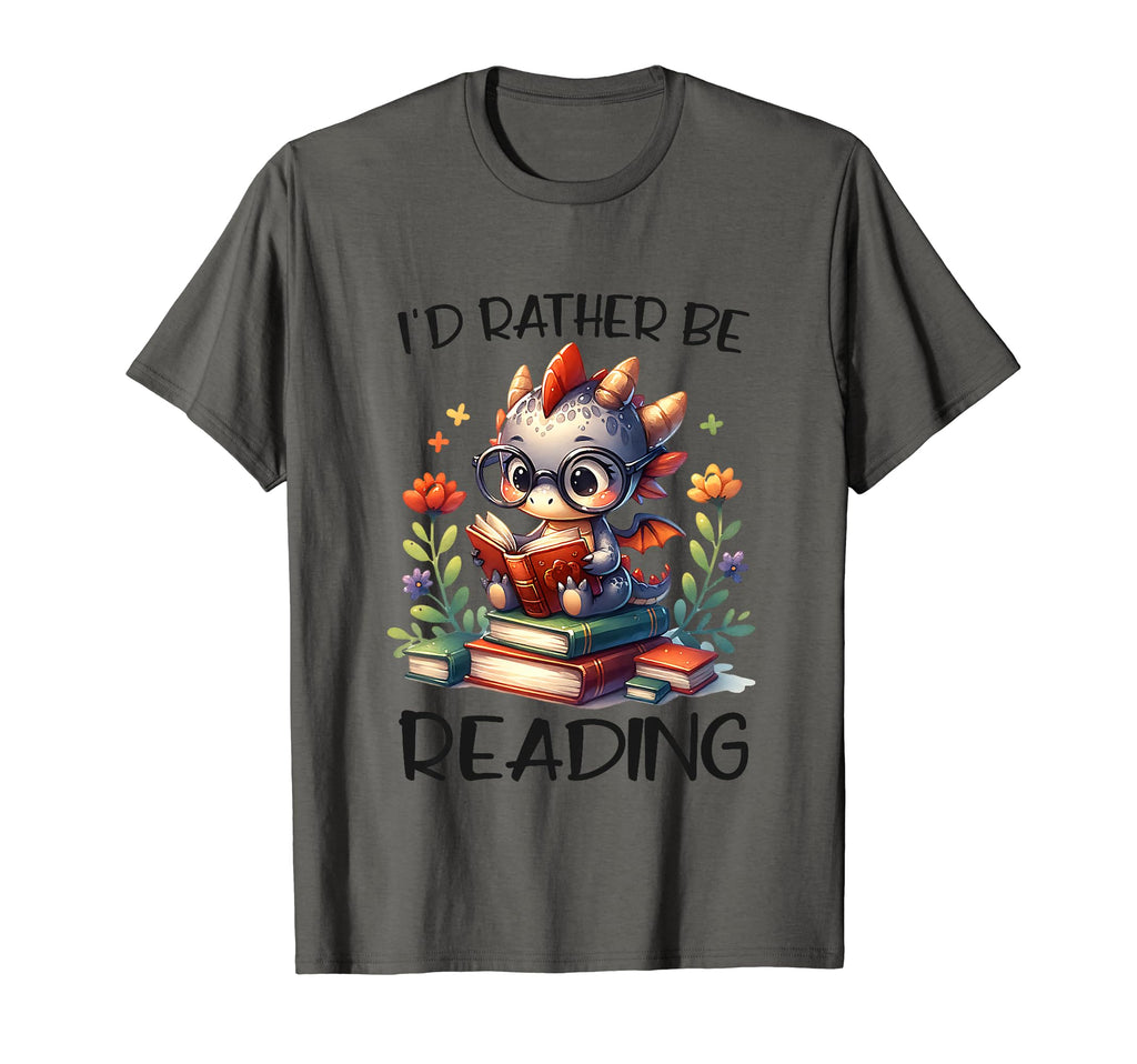 Id Rather Be Reading Book Dragon T-Shirt - Aesthetic Graphic for Adults - T-Shirt, Sweatshirt, Hoodie