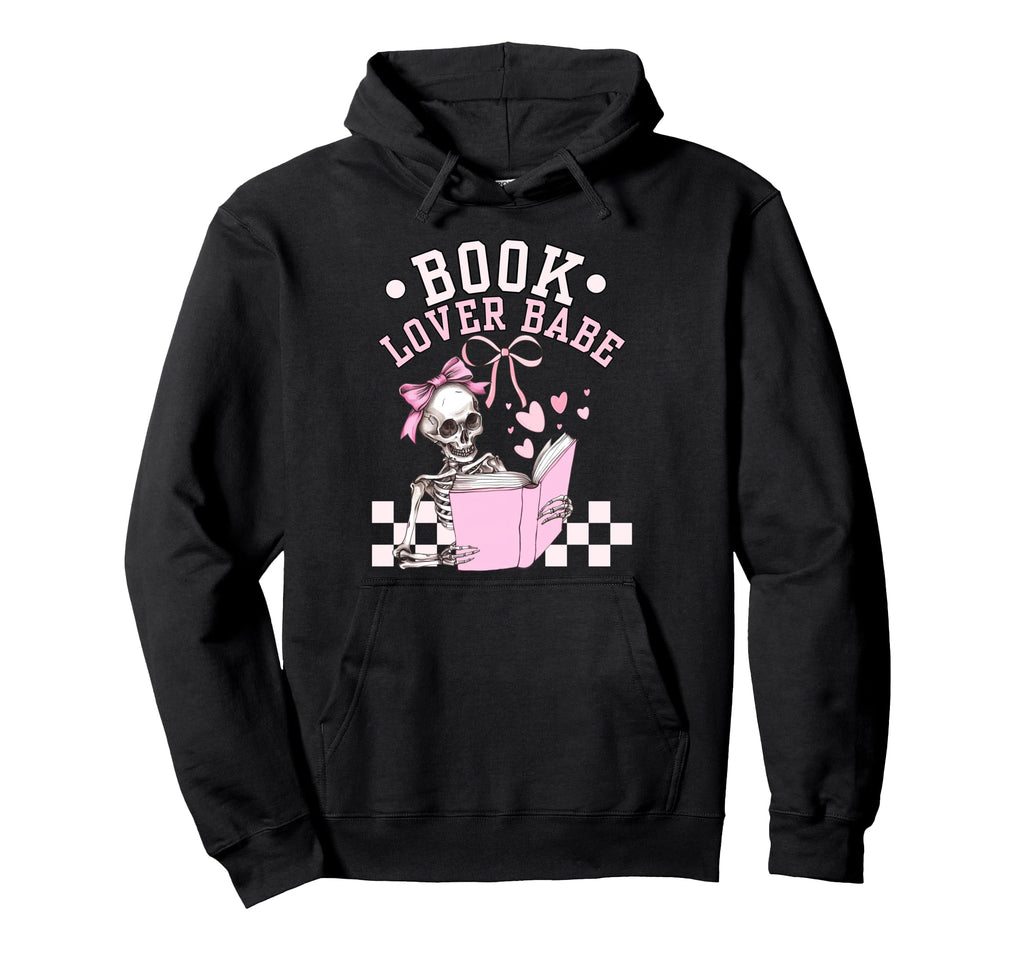 Book Lover Babe Coquette Bow Skeleton Hoodie - Streetwear Style for Adults - T-Shirt, Sweatshirt, Hoodie