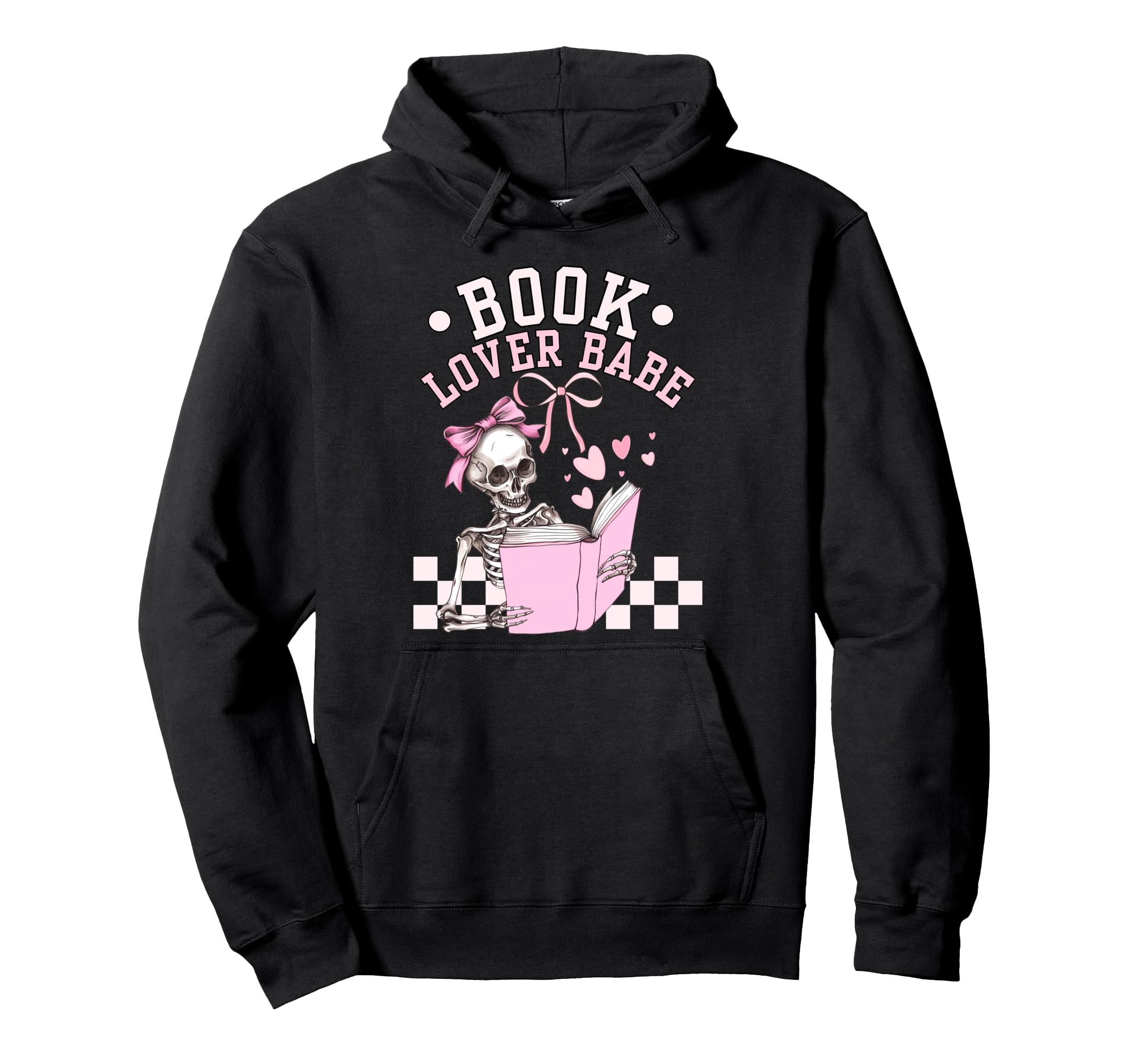 Book Lover Babe Coquette Bow Skeleton Hoodie - Streetwear Style for Adults - T-Shirt, Sweatshirt, Hoodie
