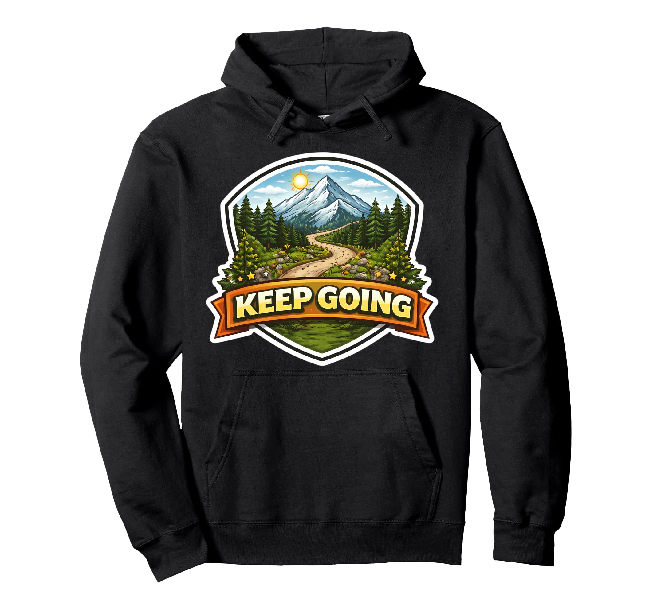 Keep Going Mountain Trail Hiking Hoodie - Aesthetic Graphic for Adults - T-Shirt, Sweatshirt, Hoodie