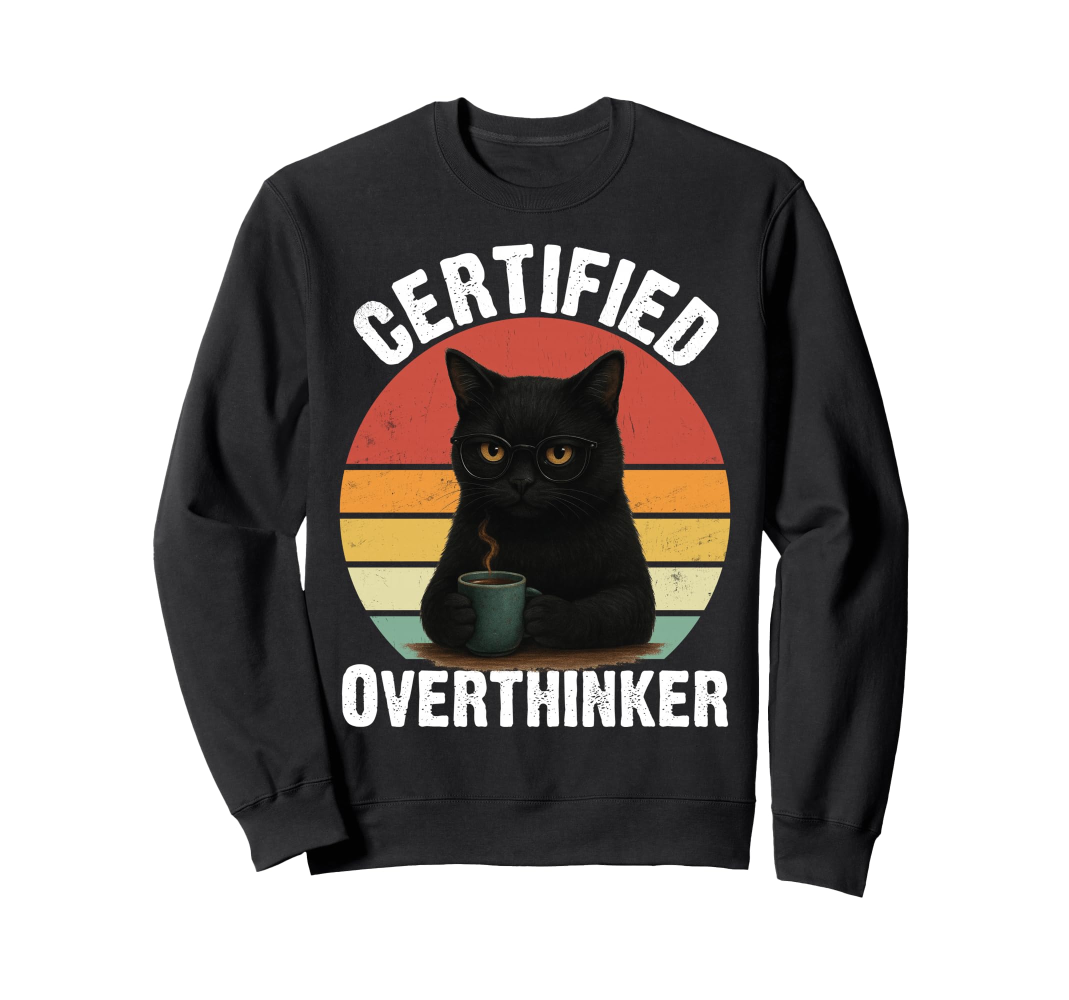 Certified Overthinker Funny Coffee Sweatshirt - Aesthetic Graphic Unisex - T-Shirt, Sweatshirt, Hoodie