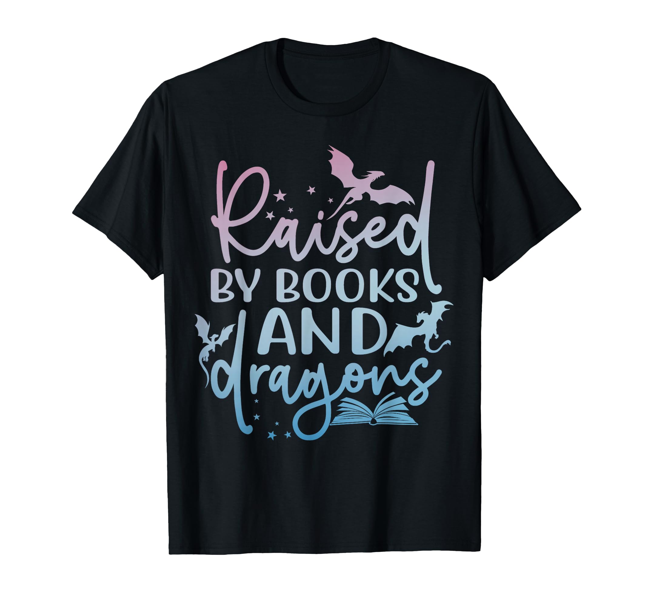 Raised Books And Dragons Fantasy T-Shirt - Minimalist Print for Adults - T-Shirt, Sweatshirt, Hoodie