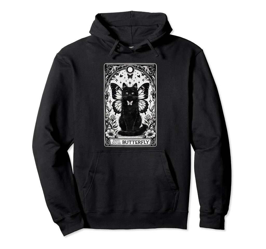 Funny Antisocial Butterfly Introvert Hoodie - Unique Graphic Men Women - T-Shirt, Sweatshirt, Hoodie