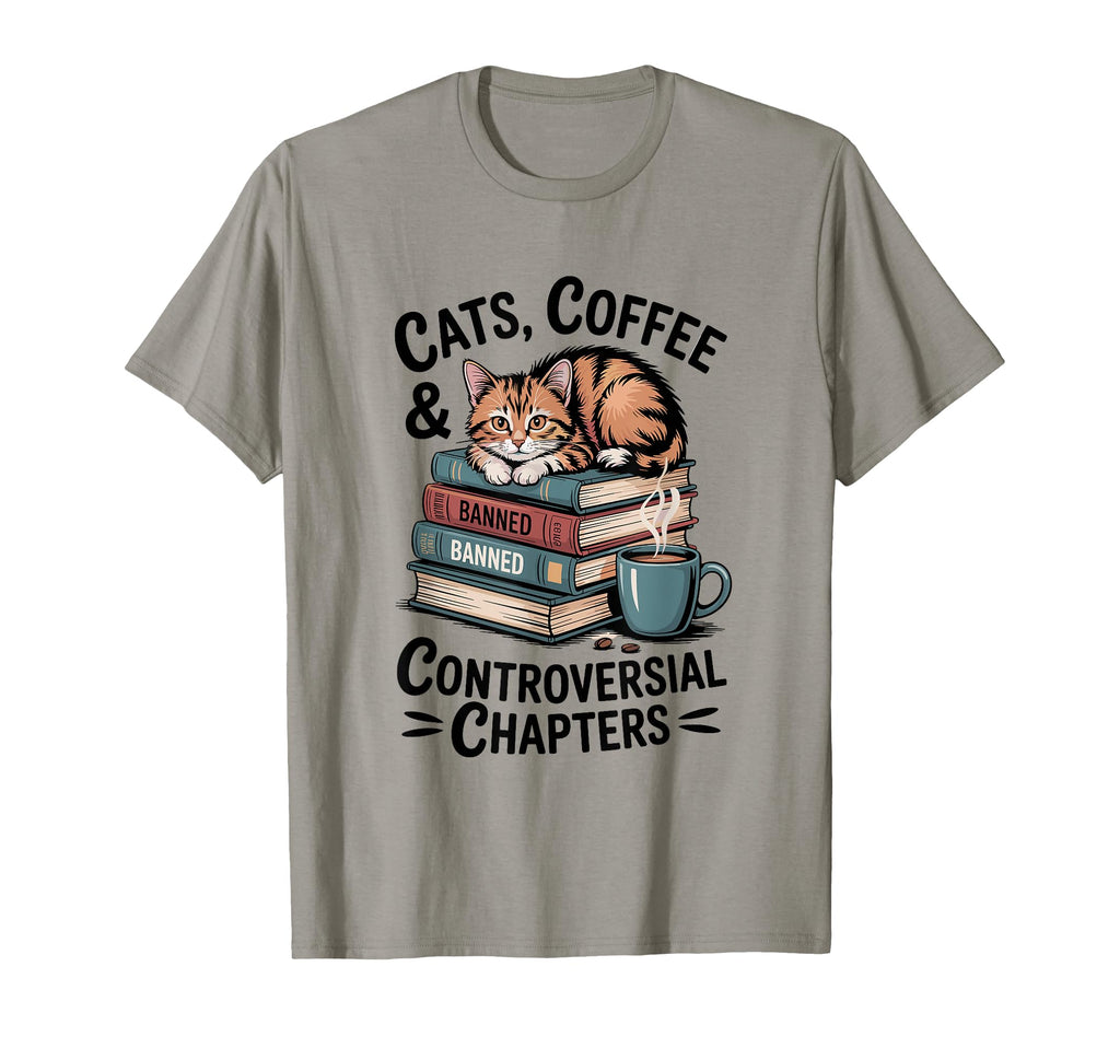 Cats Coffee Banned Books T-Shirt - Casual Everyday Wear for Adults - T-Shirt, Sweatshirt, Hoodie