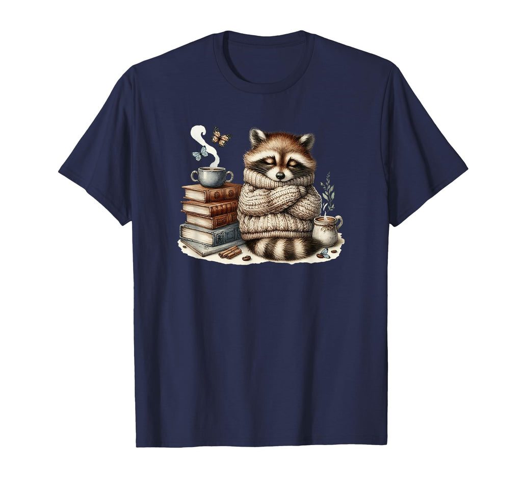 Cozy Racoon Books Coffee And Butterflies T-Shirt - Graphic Print Unisex - T-Shirt, Sweatshirt, Hoodie