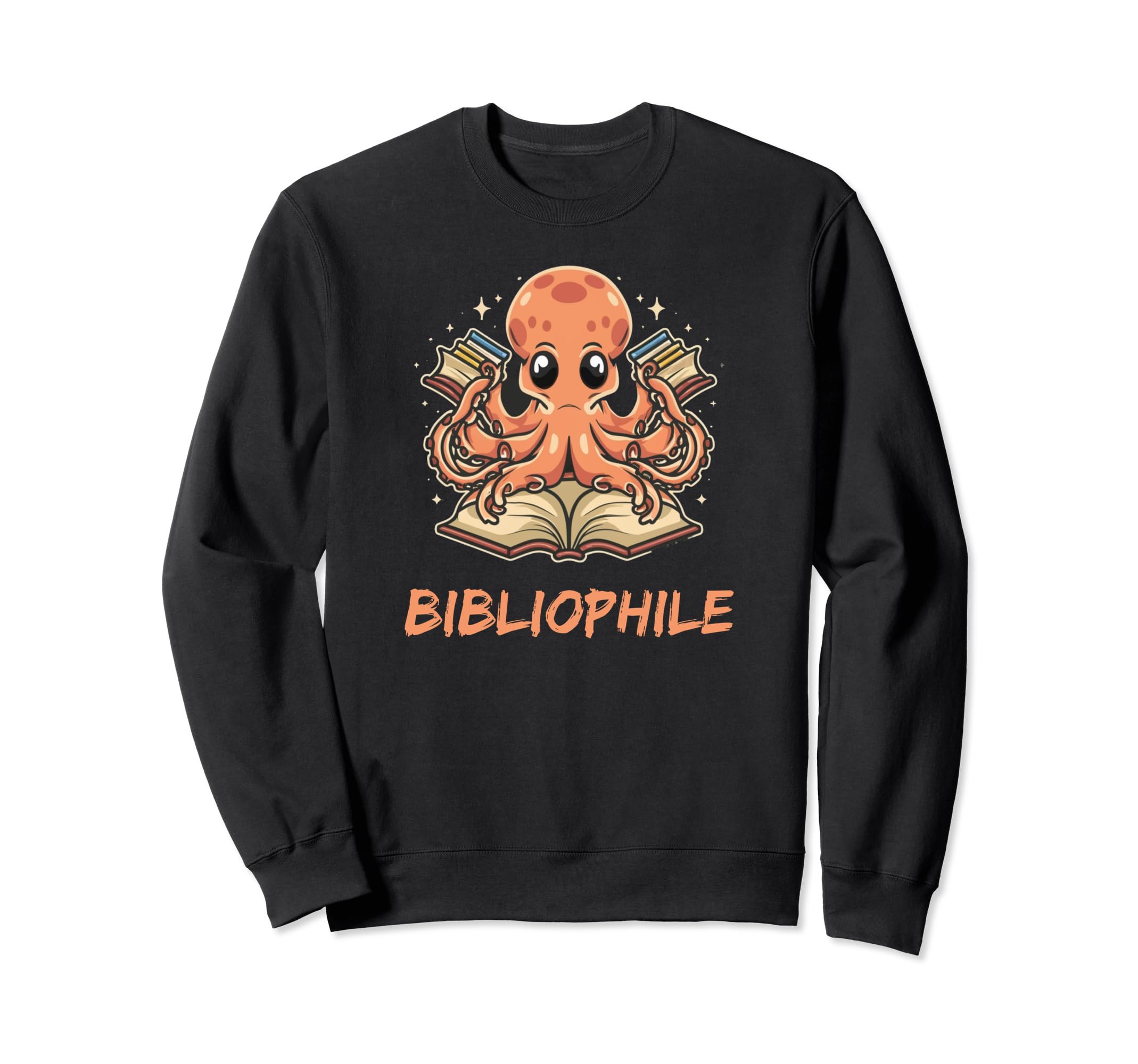 Octopus Bibliophile Reading Book Sweatshirt - Minimalist Print Men Women - T-Shirt, Sweatshirt, Hoodie