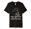Easily Distracted Dragons And Books Funny T-Shirt - Unique Graphic Unisex - T-Shirt, Sweatshirt, Hoodie