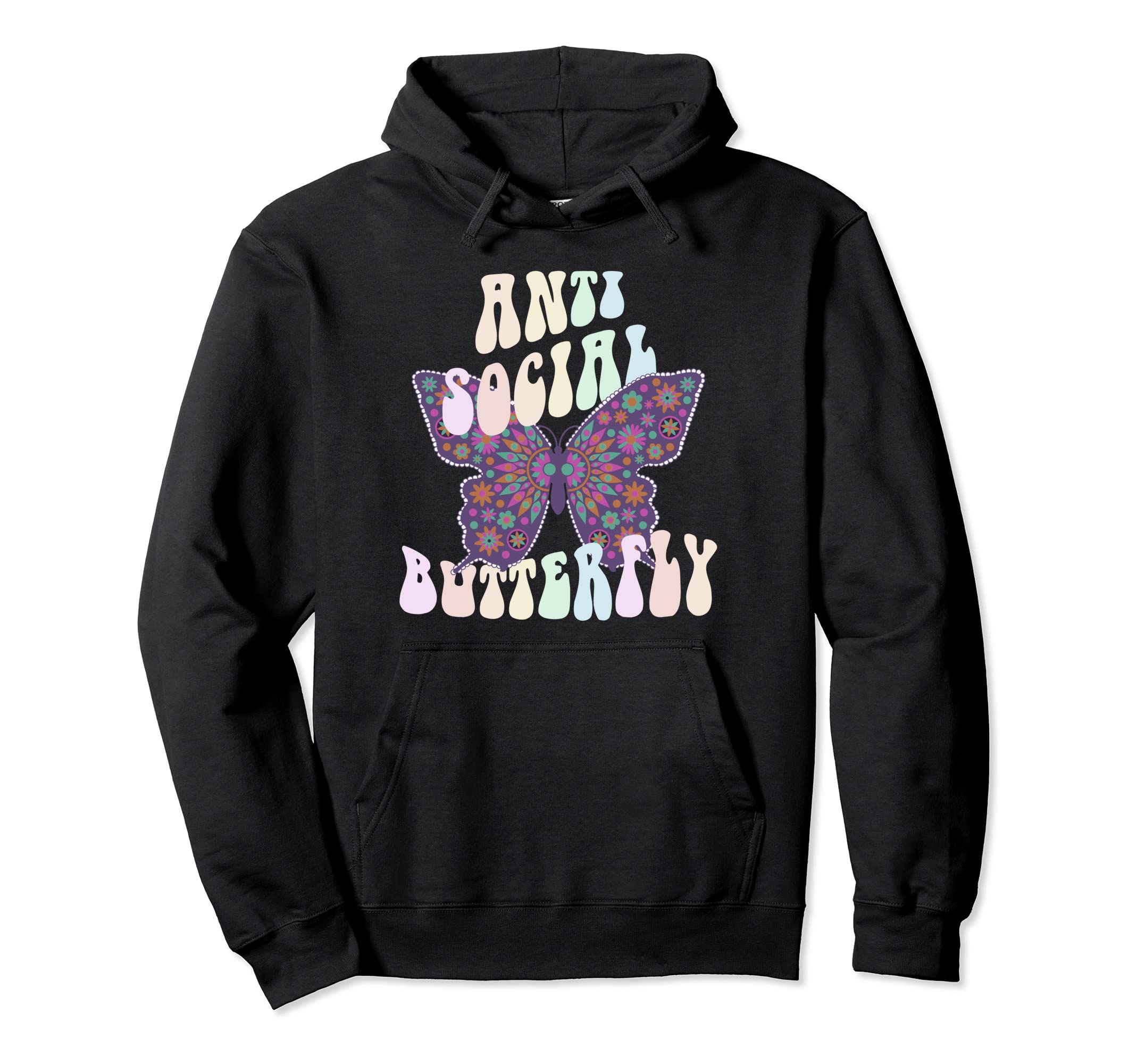 Funny Anti Social Butterfly Club Shy Hoodie - Novelty Apparel for Adults - T-Shirt, Sweatshirt, Hoodie