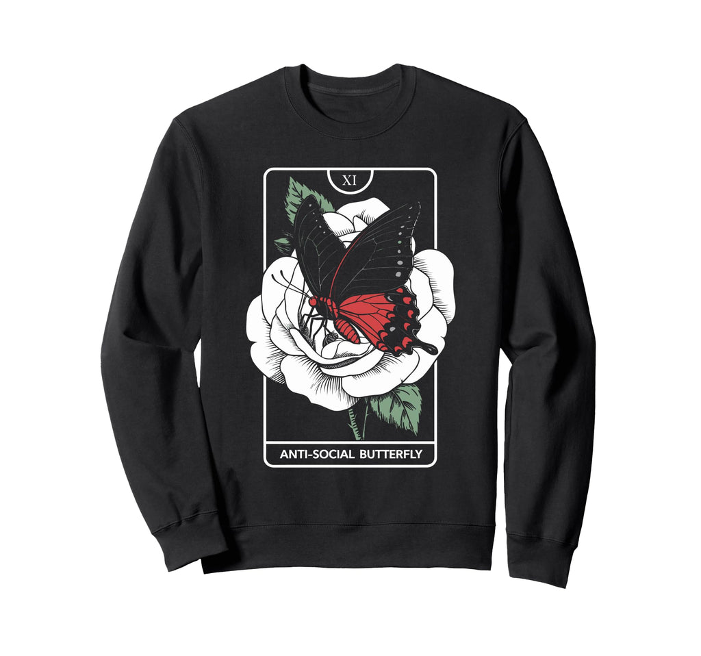 Anti Social Butterfly Gothic Sweatshirt - Casual Everyday Wear for Adults - T-Shirt, Sweatshirt, Hoodie