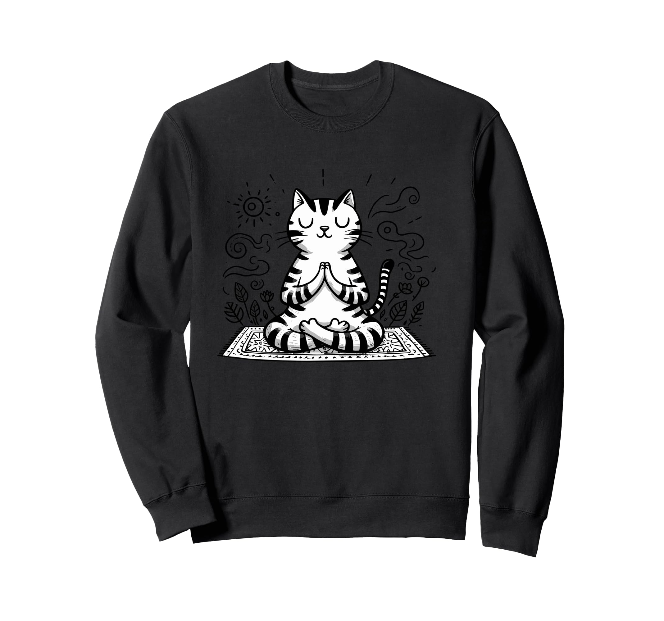 Meditation Cat Yoga Pose Relaxing Sweatshirt - Streetwear Style Unisex - T-Shirt, Sweatshirt, Hoodie