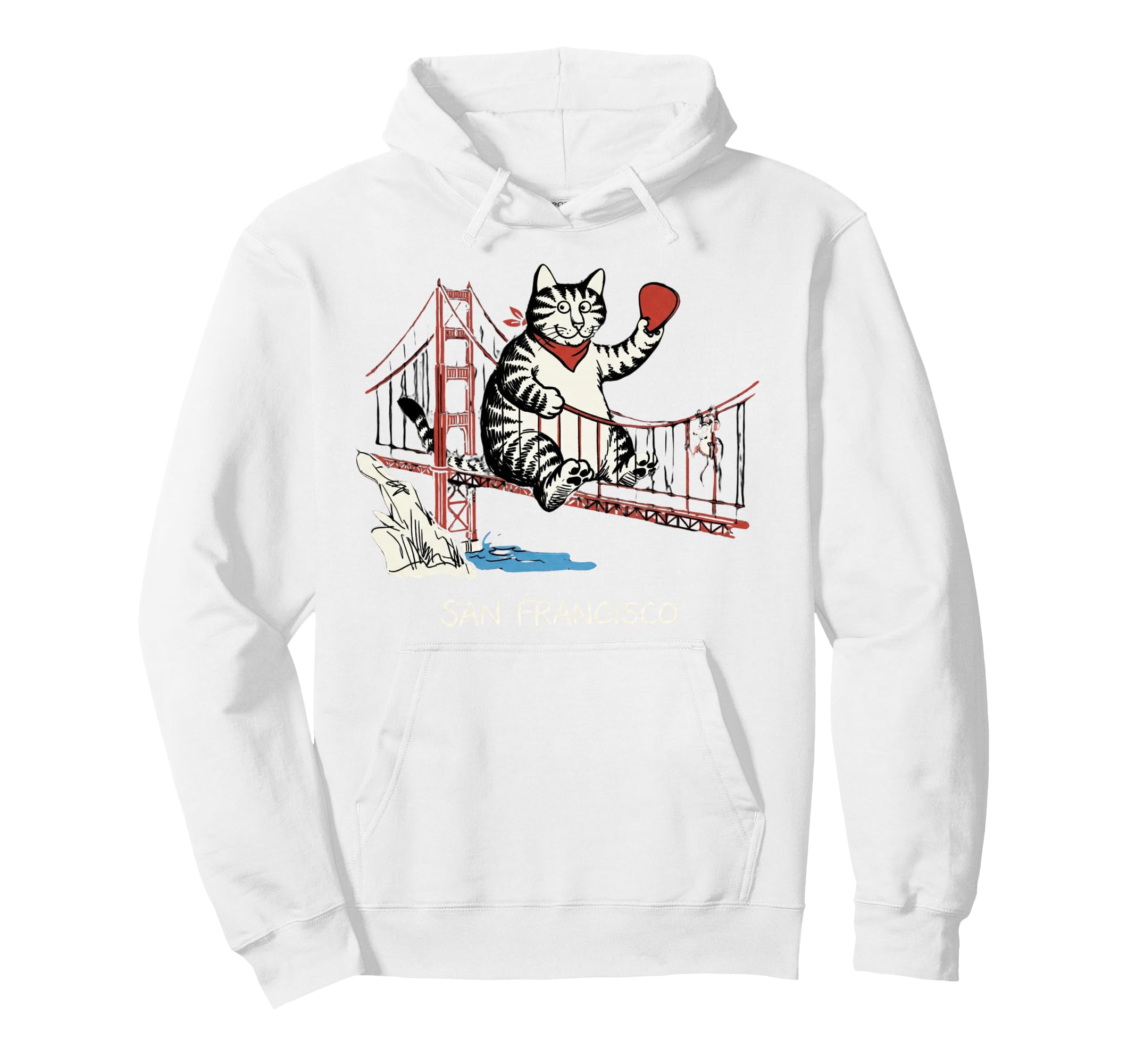 San Francisco Cat Golden Gates Bridge Hoodie - Custom Art Print Unisex - T-Shirt, Sweatshirt, Hoodie