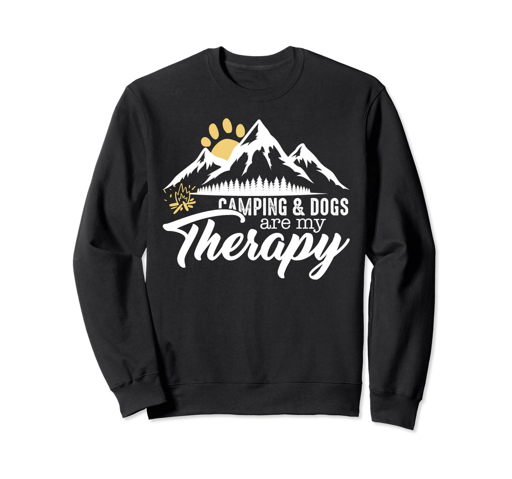 Camping And Dogs Are My Therapy Sweatshirt - Novelty Apparel Unisex - T-Shirt, Sweatshirt, Hoodie