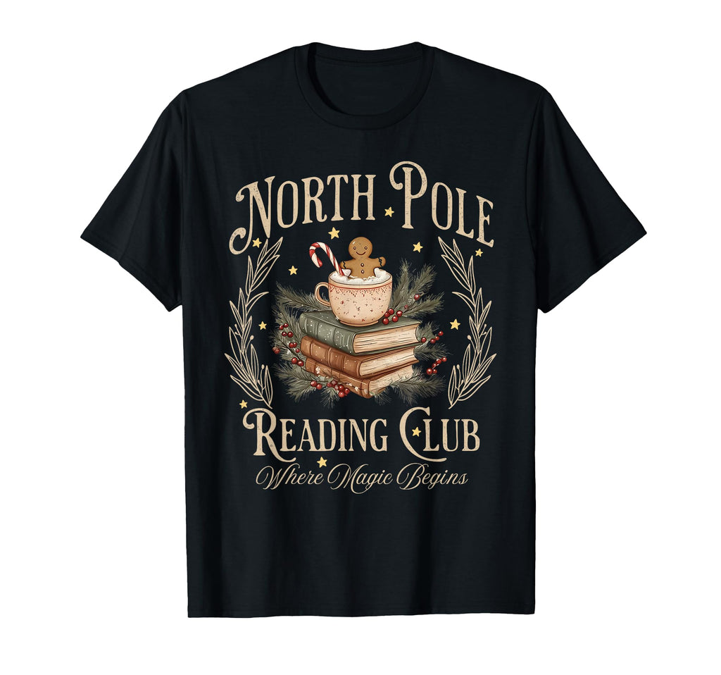 North Pole Reading Club Hot Cocoa Book T-Shirt - Trendy Graphic for Adults - T-Shirt, Sweatshirt, Hoodie