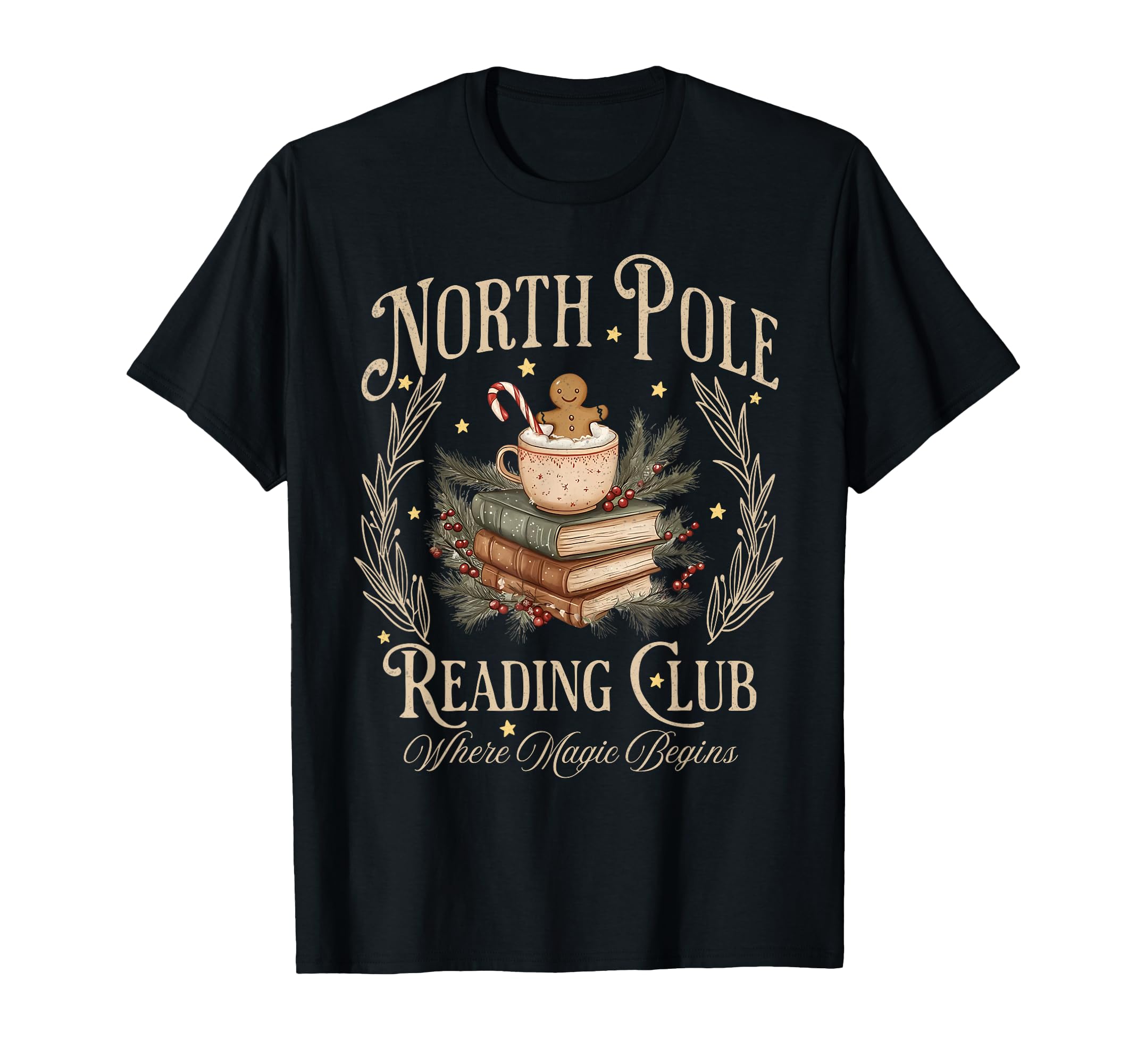 North Pole Reading Club Hot Cocoa Book T-Shirt - Trendy Graphic for Adults - T-Shirt, Sweatshirt, Hoodie