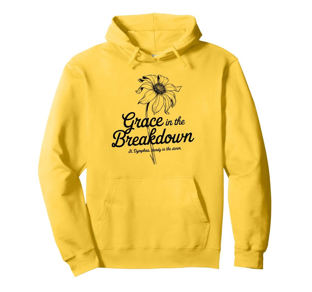 Grace Breakdown St Dymphna Floral Mental Hoodie - Trendy Graphic Men Women - T-Shirt, Sweatshirt, Hoodie