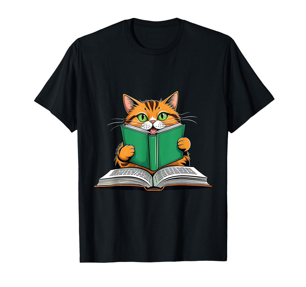 Cat Reading Book Nerd Kitty Bookworm T-Shirt - Minimalist Print Men Women - T-Shirt, Sweatshirt, Hoodie