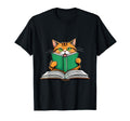 Cat Reading Book Nerd Kitty Bookworm T-Shirt - Minimalist Print Men Women - T-Shirt, Sweatshirt, Hoodie
