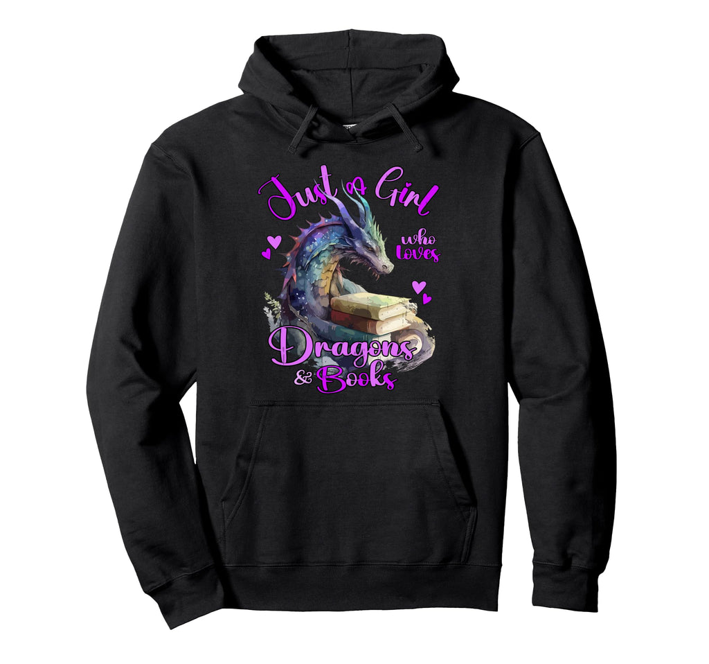 Just Who Loves Dragons And Books Fantasy Hoodie - Custom Art Print Unisex - T-Shirt, Sweatshirt, Hoodie