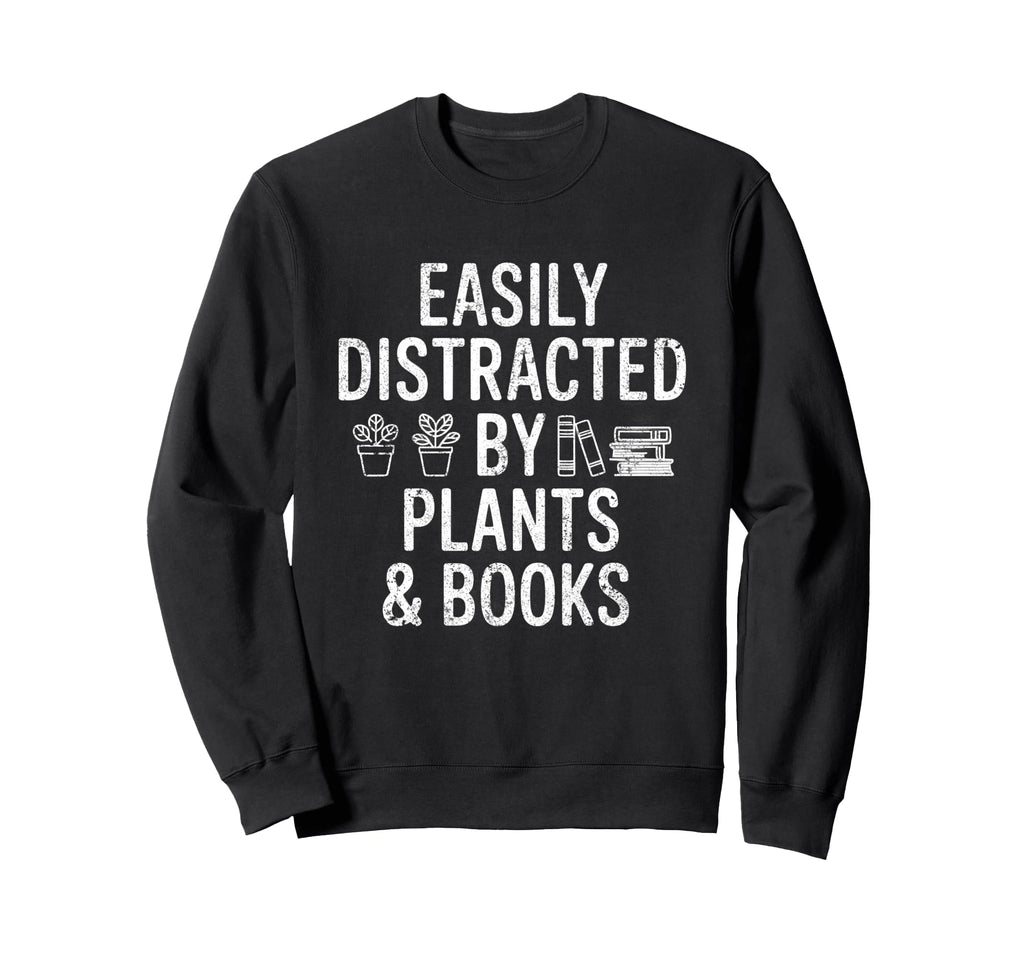 Distracted Plants Books Bookworm Sweatshirt - Minimalist Print Unisex - T-Shirt, Sweatshirt, Hoodie