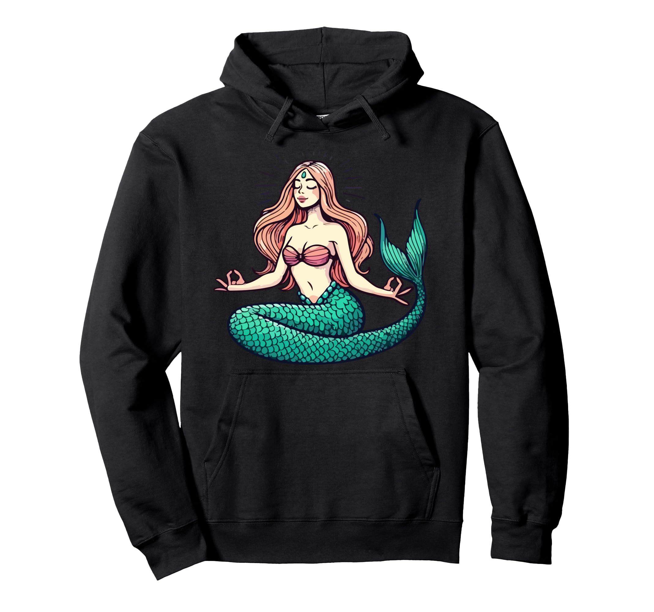 Meditation Mermaid Yoga Pose Hoodie - Aesthetic Graphic for Adults - T-Shirt, Sweatshirt, Hoodie