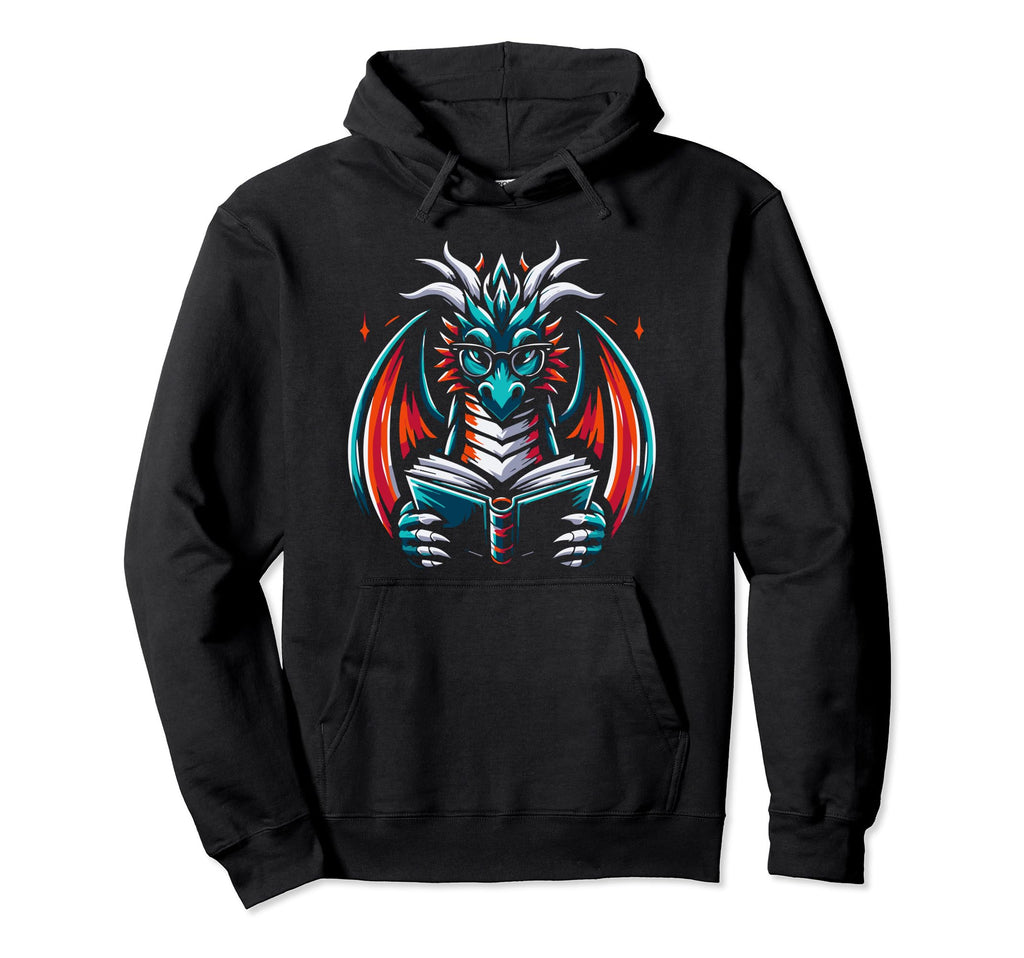 Dragon Reading Book Dragon Hoodie - Aesthetic Graphic for Adults - T-Shirt, Sweatshirt, Hoodie