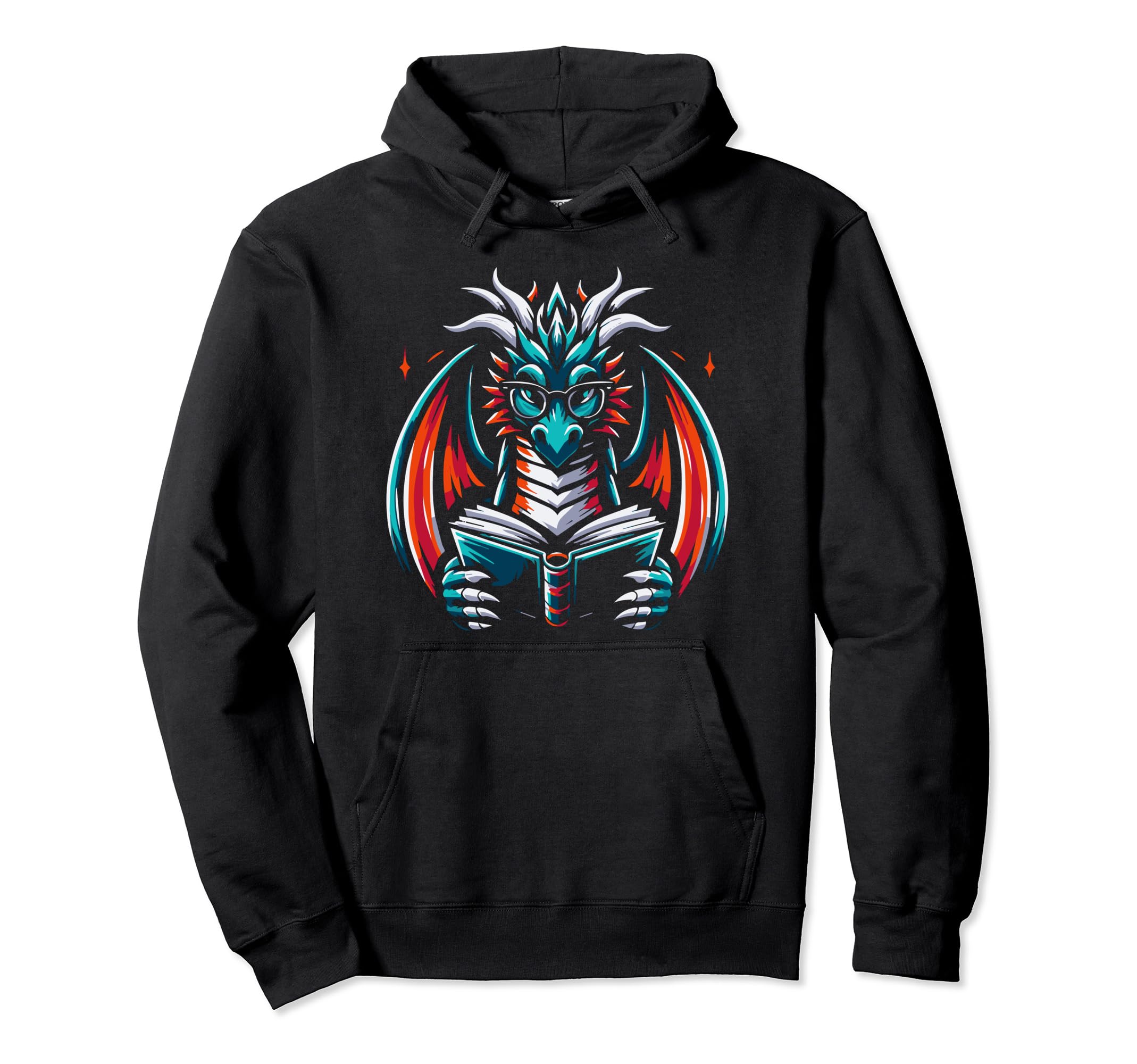 Dragon Reading Book Dragon Hoodie - Aesthetic Graphic for Adults - T-Shirt, Sweatshirt, Hoodie
