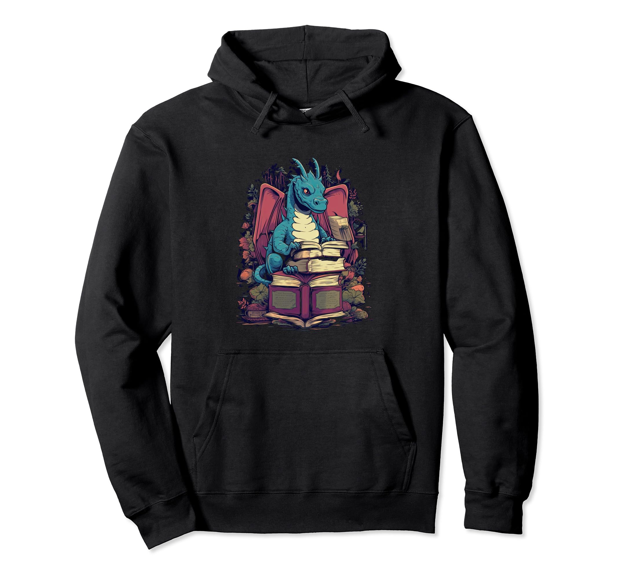 Book Dragon Reading Books Bookworm Fantasy Hoodie - Minimalist Print Unisex - T-Shirt, Sweatshirt, Hoodie