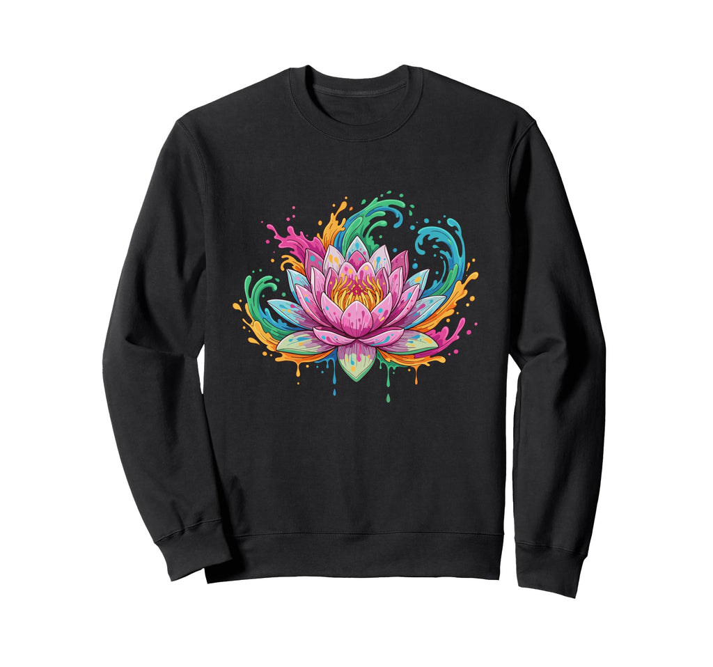 Boho Lotus Flower Splash Yoga Sweatshirt - Streetwear Style for Adults - T-Shirt, Sweatshirt, Hoodie
