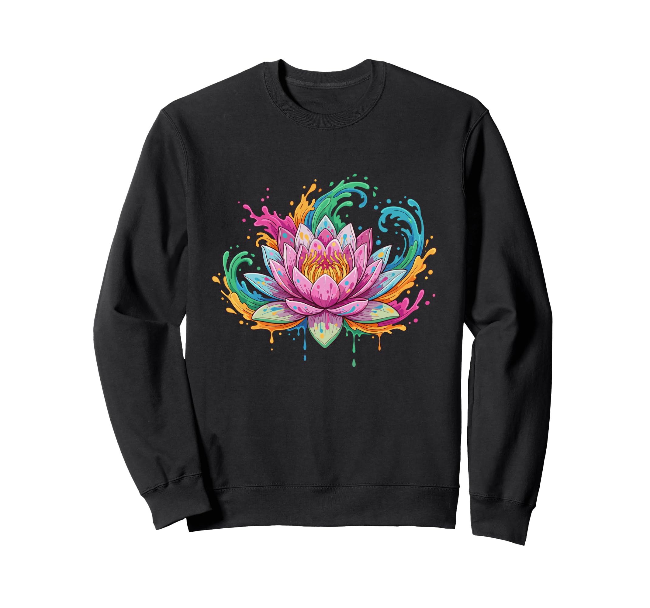 Boho Lotus Flower Splash Yoga Sweatshirt - Streetwear Style for Adults - T-Shirt, Sweatshirt, Hoodie