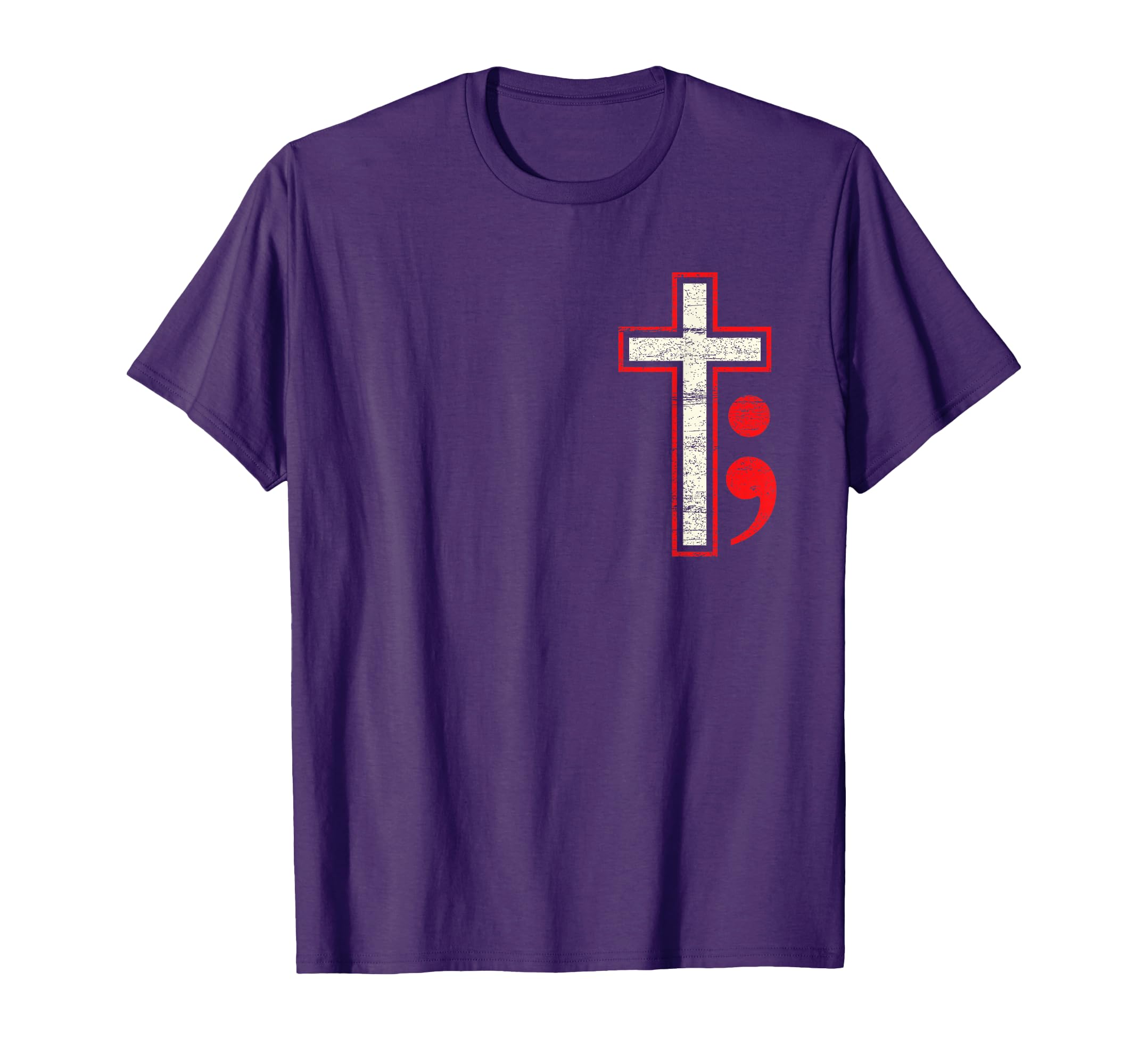 Semicolon Cross Mental Health T-Shirt - Custom Art Print for Adults - T-Shirt, Sweatshirt, Hoodie