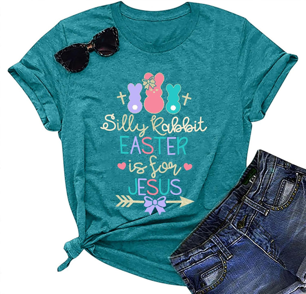 Happy Easter Shirts for Women Easter Bunny T-Shirt Rabbit Graphic Tees Easter Egg Holiday Shirt Tops - T-Shirt, Sweatshirt, Hoodie