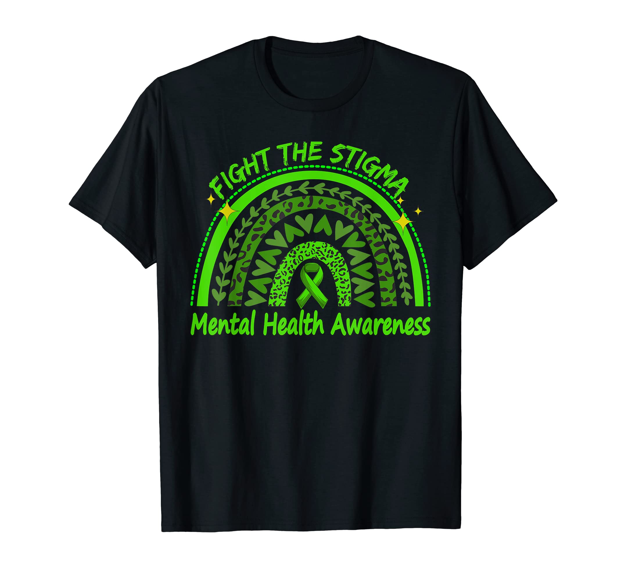 Rainbow Fight Stigma Mental Health T-Shirt - Fun Novelty Design for Adults - T-Shirt, Sweatshirt, Hoodie
