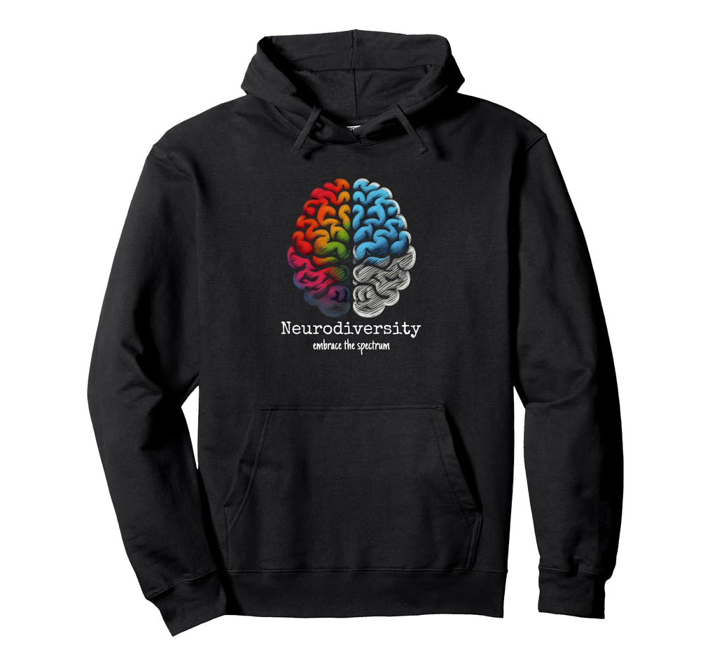 Colorful Rainbow Brain Neurodiversity Hoodie - Minimalist Print Unisex - T-Shirt, Sweatshirt, Hoodie