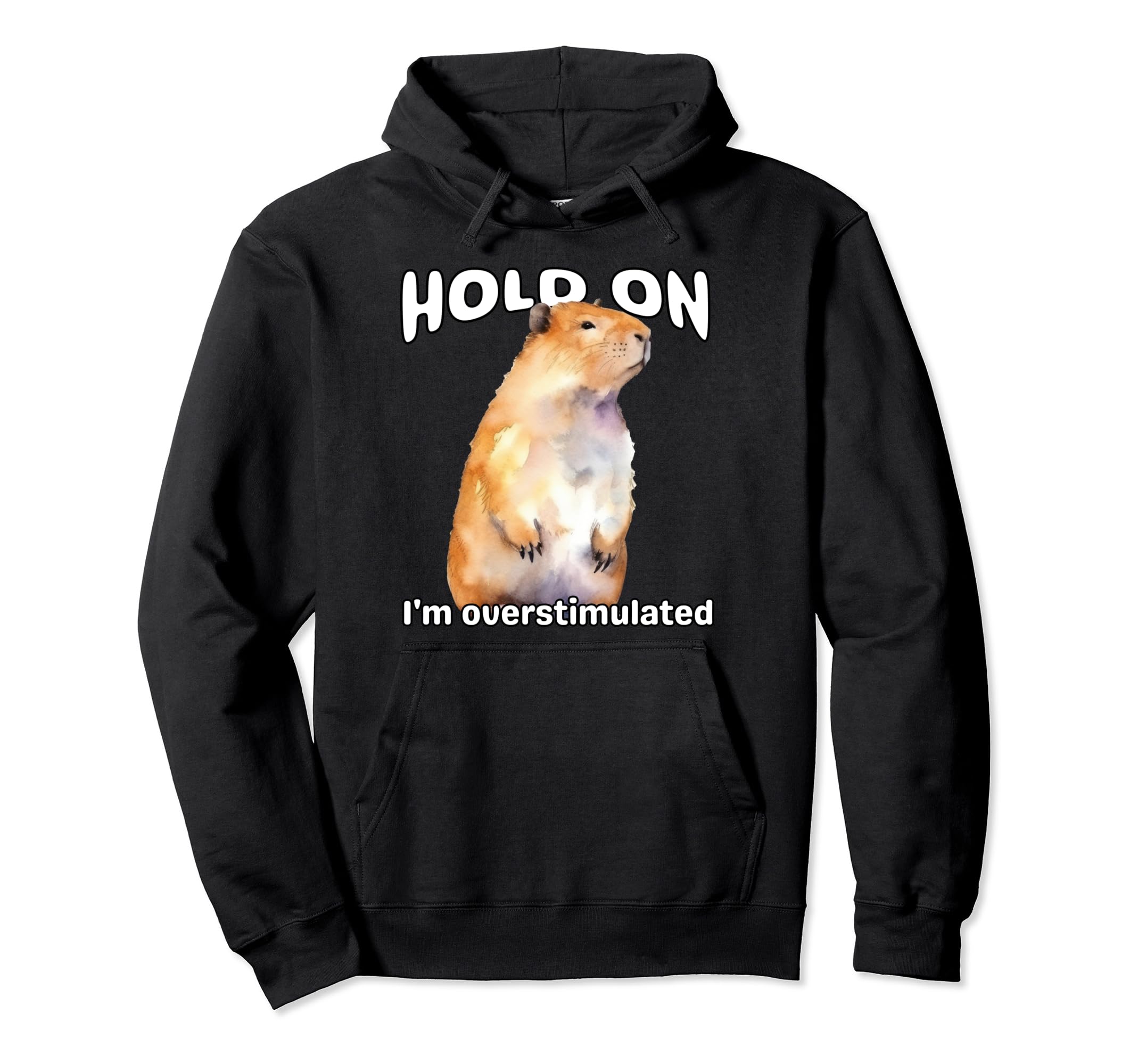 Funny Hold Im Overstimulated Capybara Hoodie - Streetwear Style Unisex - T-Shirt, Sweatshirt, Hoodie